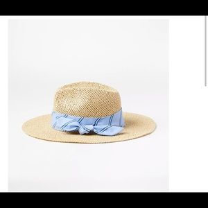 LOFT straw fedora striped bow new in packaging size small:medium